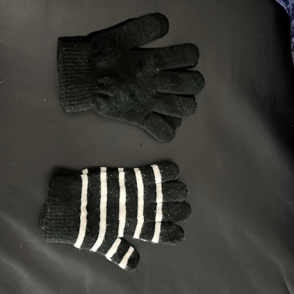 Pair of Black & Striped Gloves $5